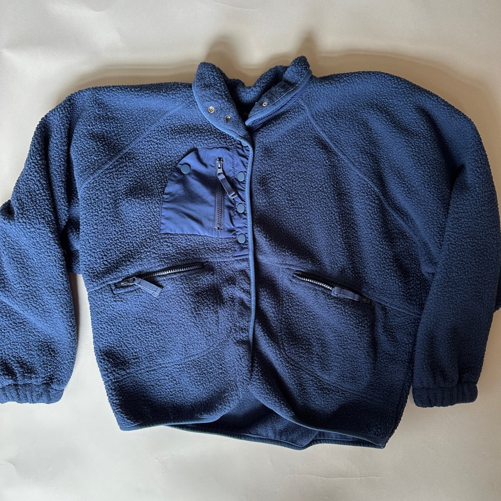 Snap up fleece jacket in blue size m/l
